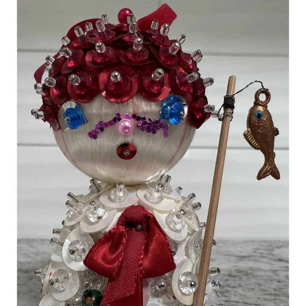 Vtg 70s The Littlest Choir Boy Collectors Sequin Christmas Ornament Gena Kinder